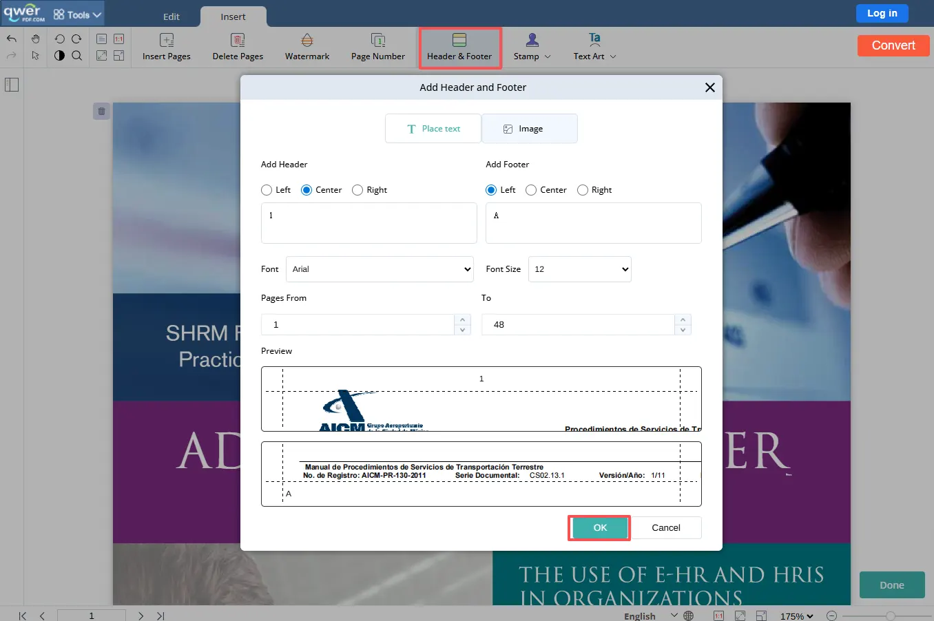 Header and Footer