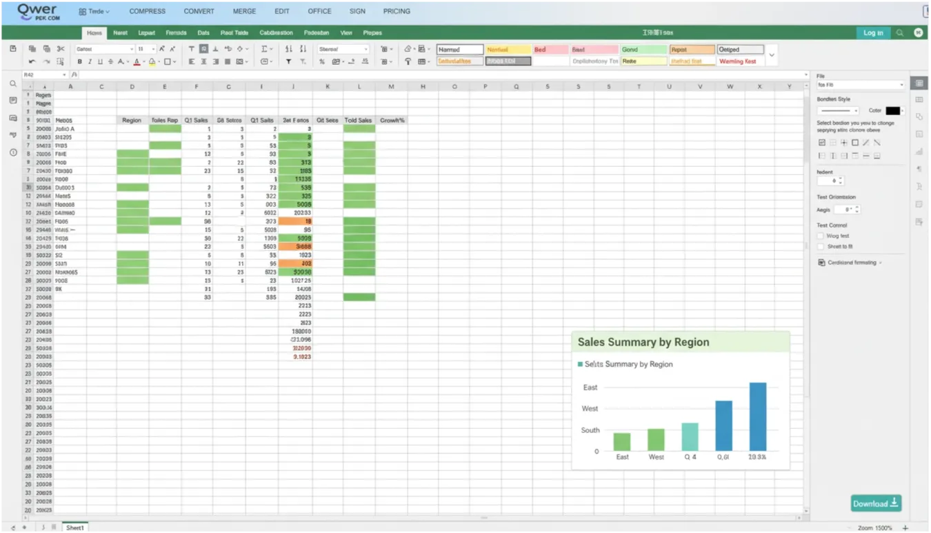 Excel Online spreadsheet tools